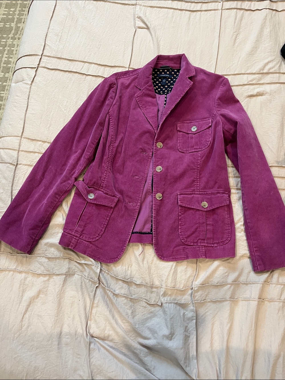 Lands' End Magenta Corduroy Blazer